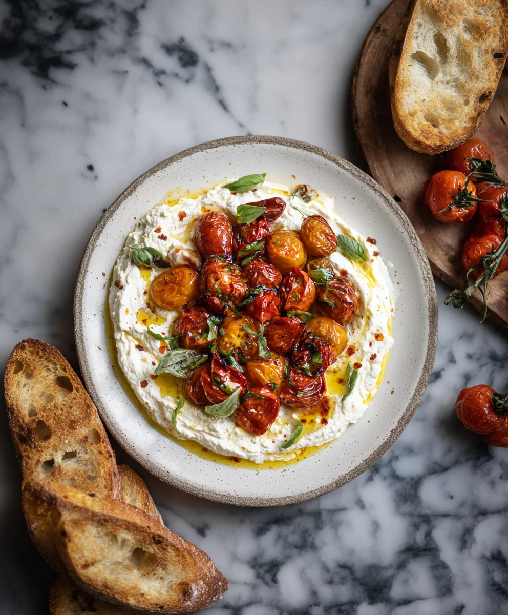 Whipped Feta Roasted Tomato Garlic Recipe
