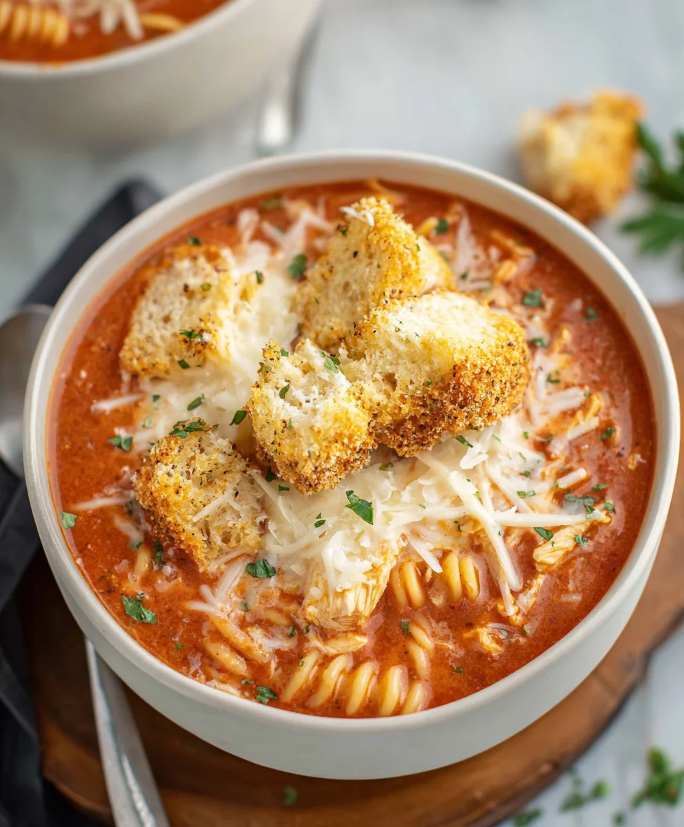 Easy Crockpot Chicken Parmesan Soup - Flavorful & Comforting
