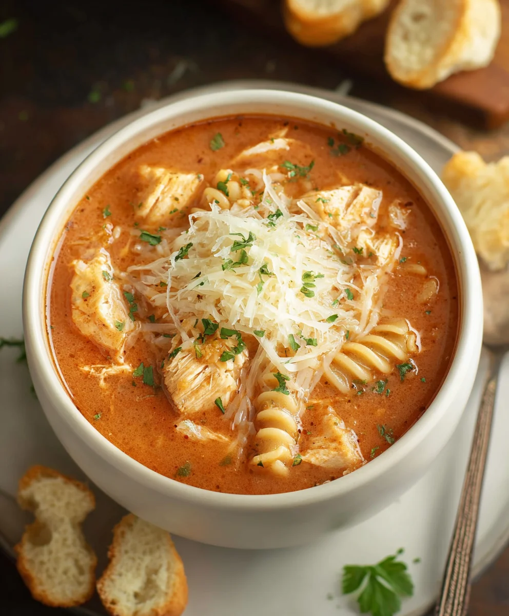 Easy Crockpot Chicken Parmesan Soup - Flavorful & Comforting