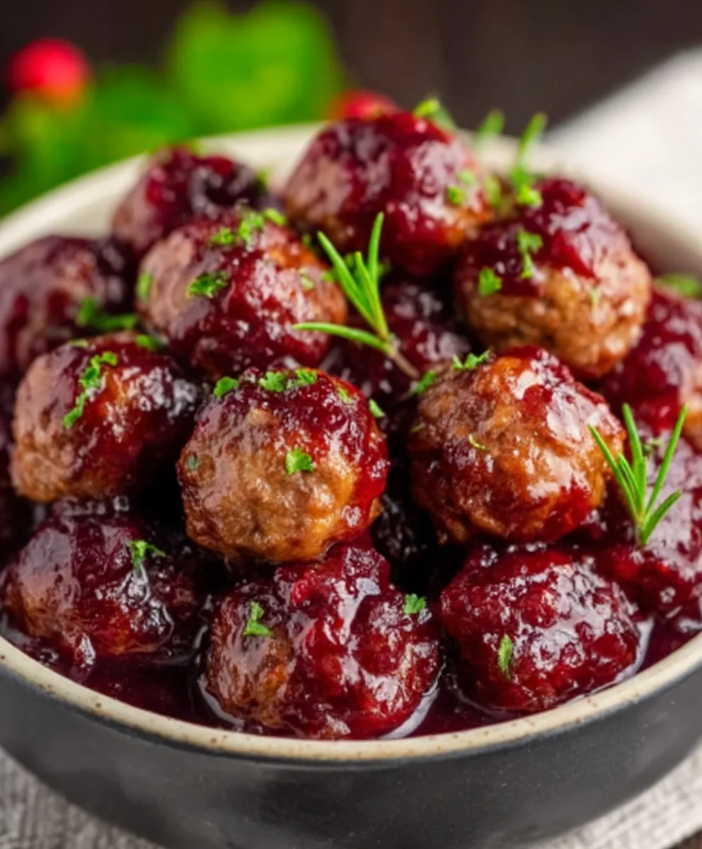 Easy Cranberry Beef Meatballs Festive Holiday Appetizer