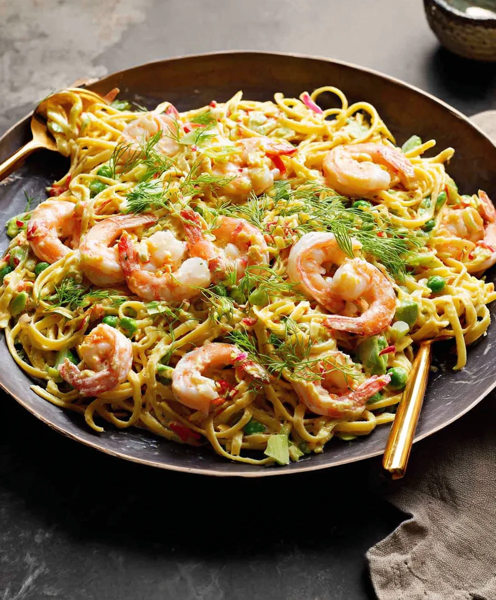 Cold Shrimp Linguine Pasta Salad - Refreshing & Easy