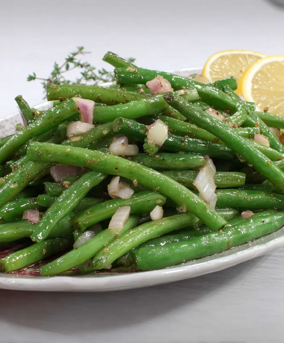 Hot Honey Shallot Green Beans - Easy Side Dish