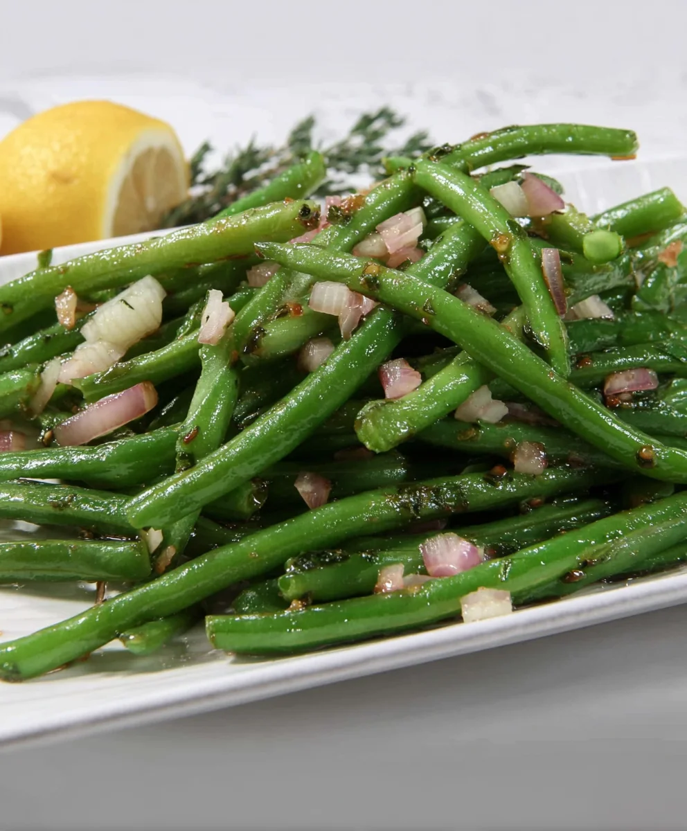 Hot Honey Shallot Green Beans - Easy Side Dish
