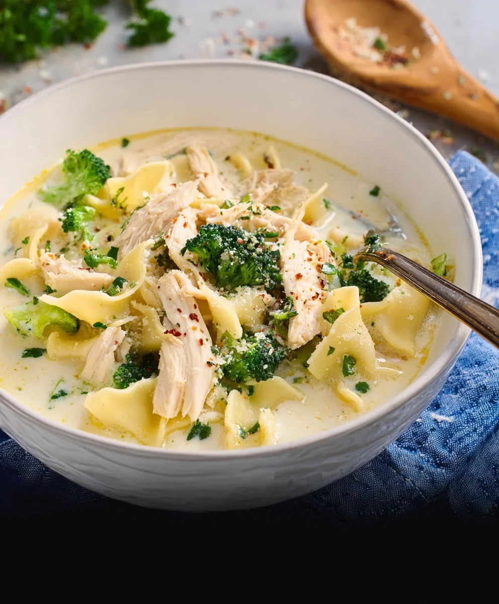 Creamy Chicken Alfredo Soup- Easy & Delicious Recipe